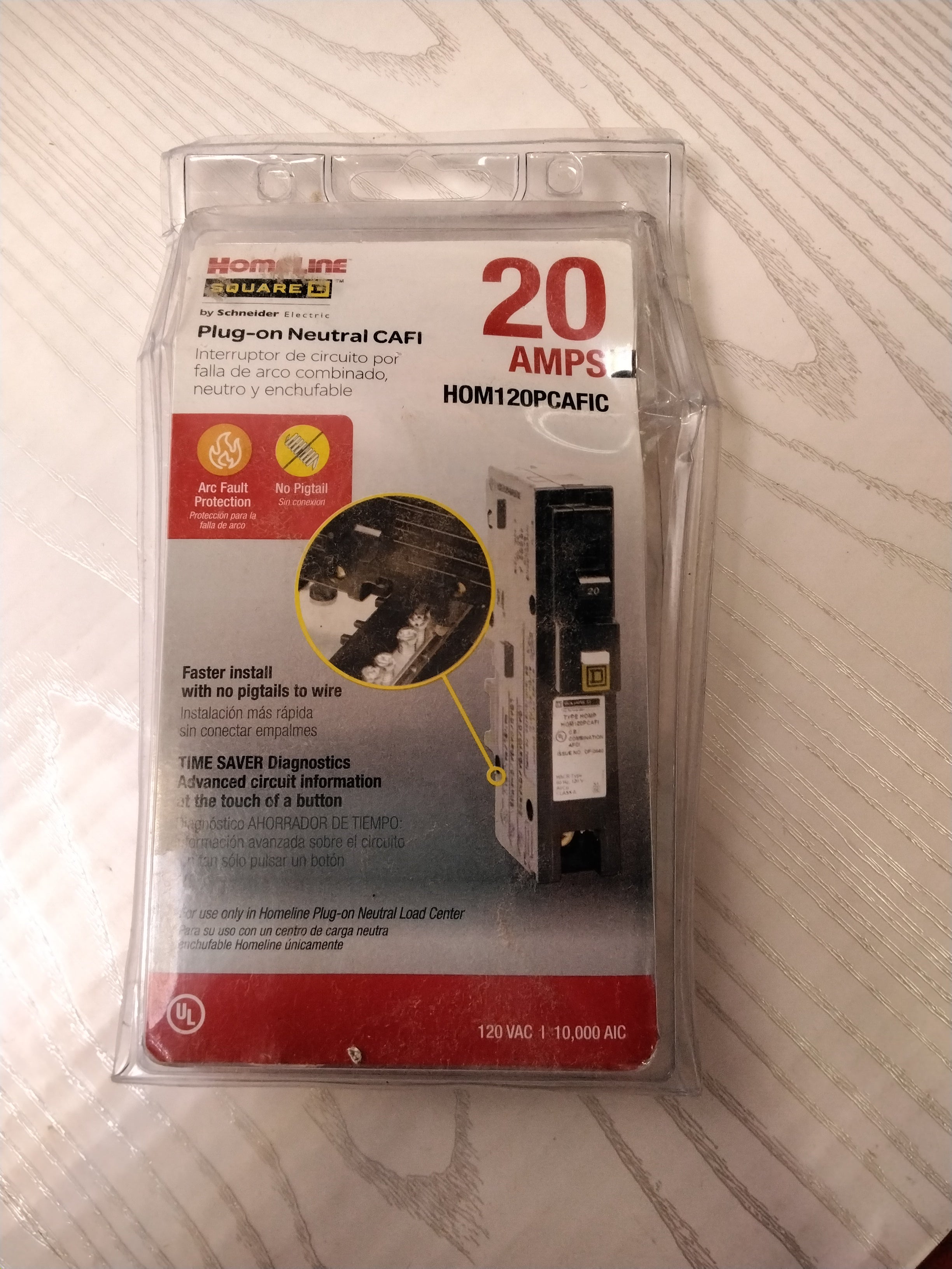 Square D - Homeline Circuit Breaker, 20-Amp, 120V, 1-Pole CAFCI, Plug-On Neutral (7751983759598)